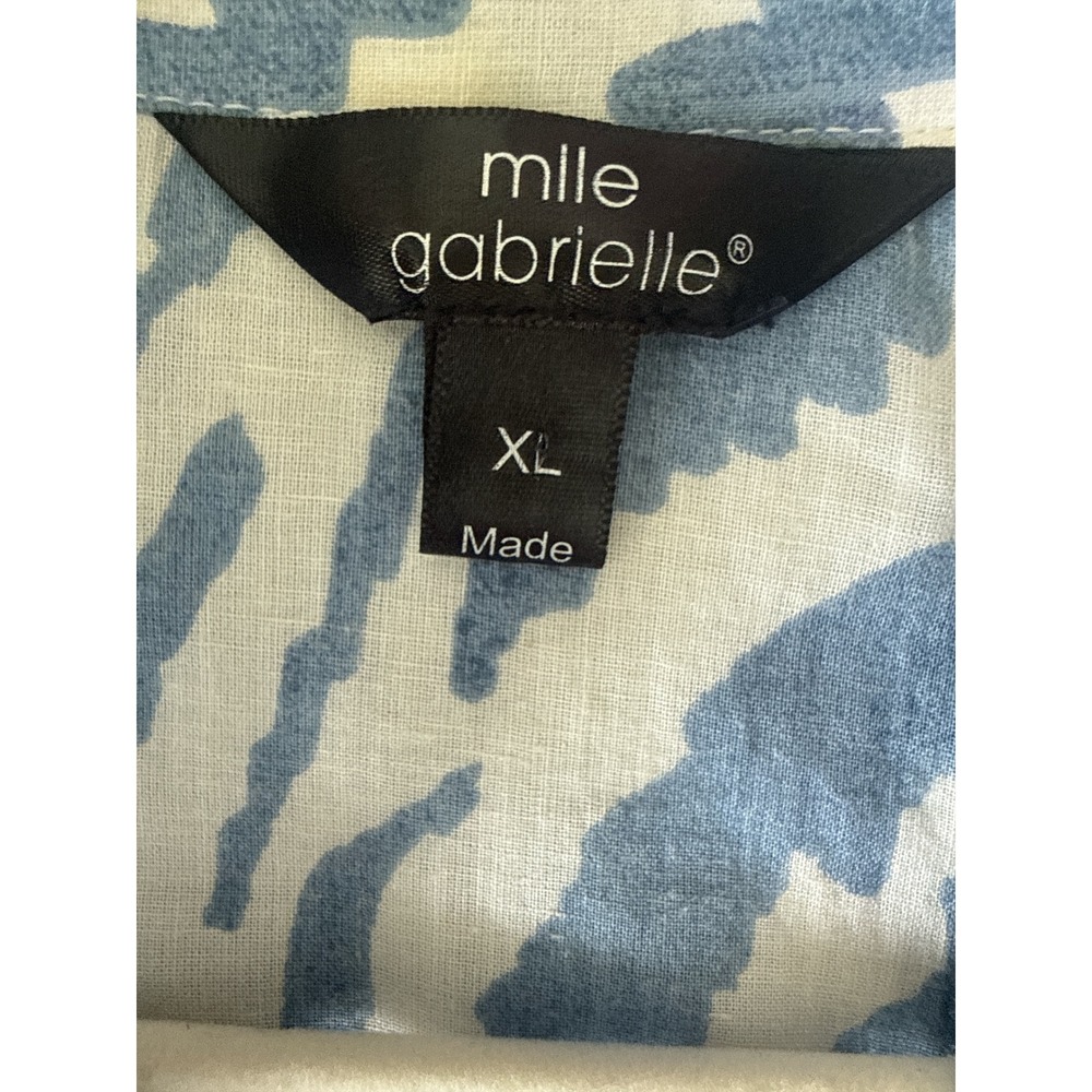 Mlle Gabrielle Tiered Maxi Shirt Dress XL Blue Zebra Print Coastal Boho Resort - Picture 7 of 9